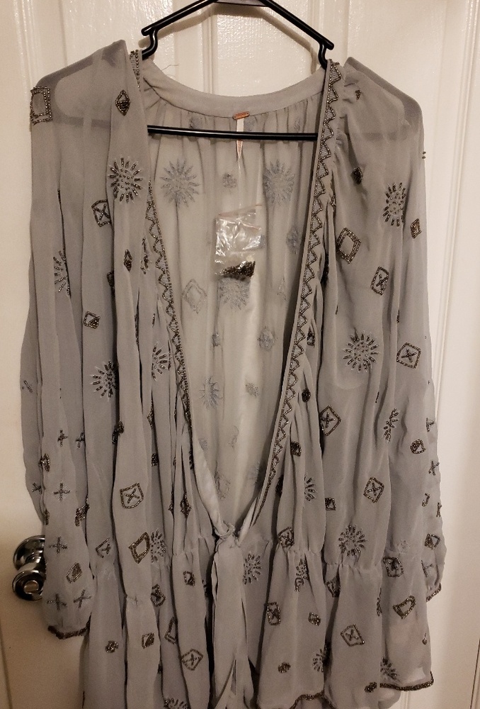 Free people beaded (heavy) wrap shirt